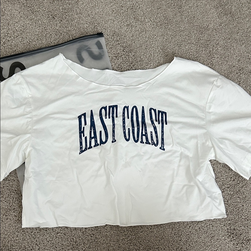 SHEIN White 'East Coast' Crop Top